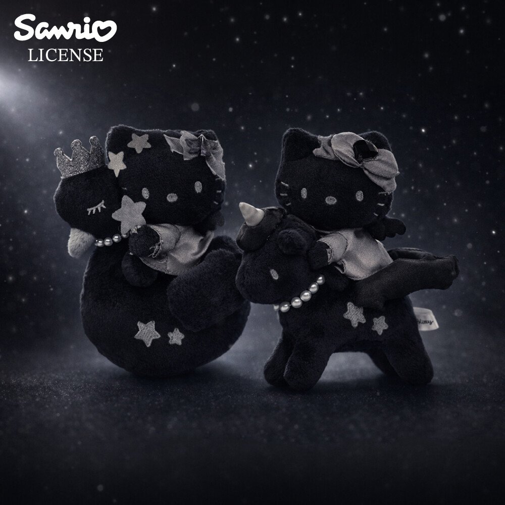 Hello Kitty 黑白星空系列毛絨掛件公仔 天鵝款/獨角獸款