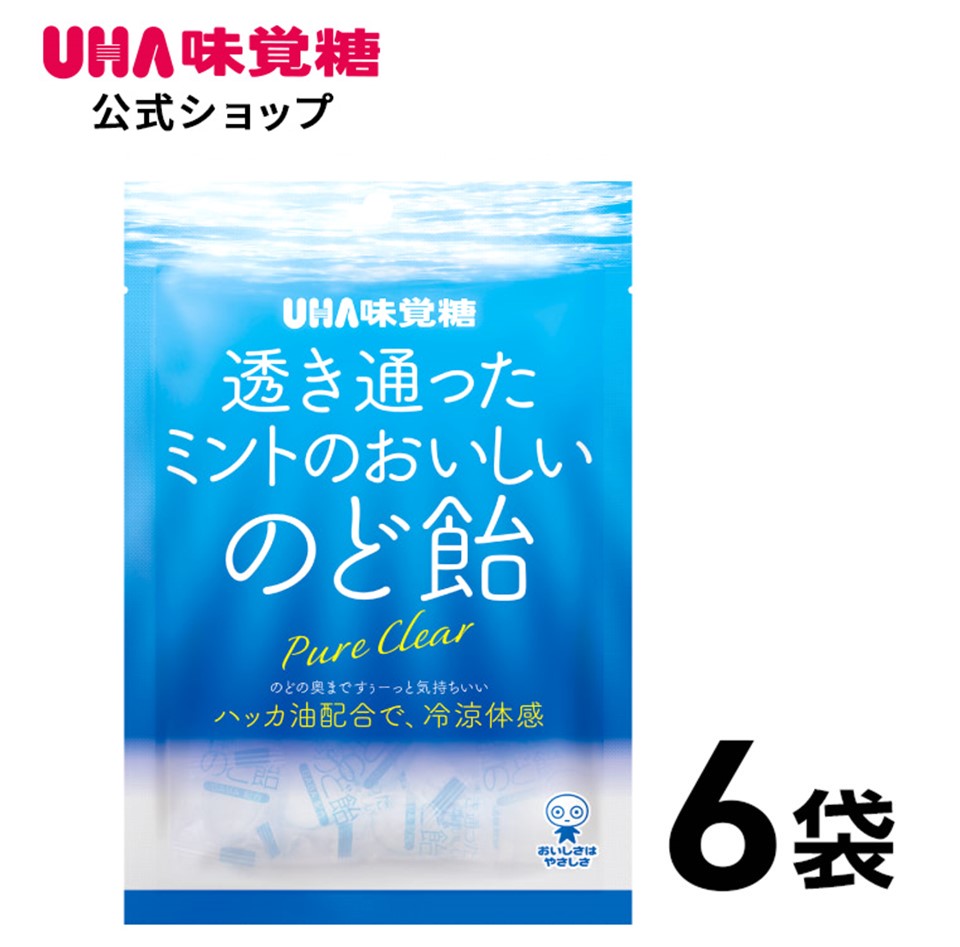 UHA味覚糖 透明薄荷美味潤喉糖 92g 6袋裝