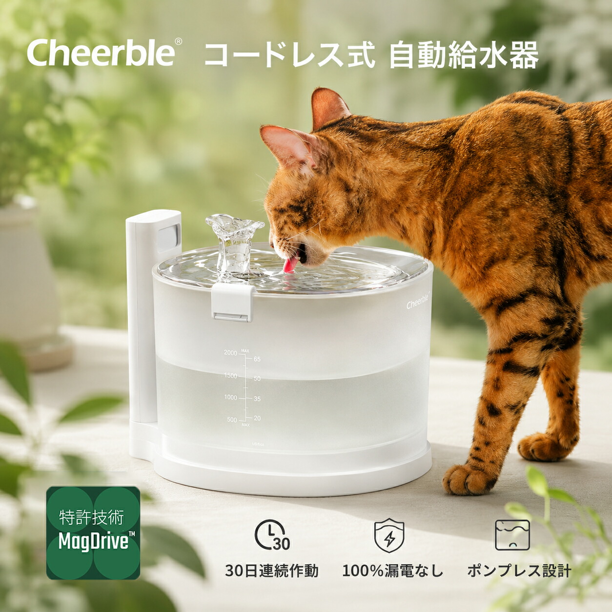 Cheerble E1+ 磁力無線寵物自動飲水機