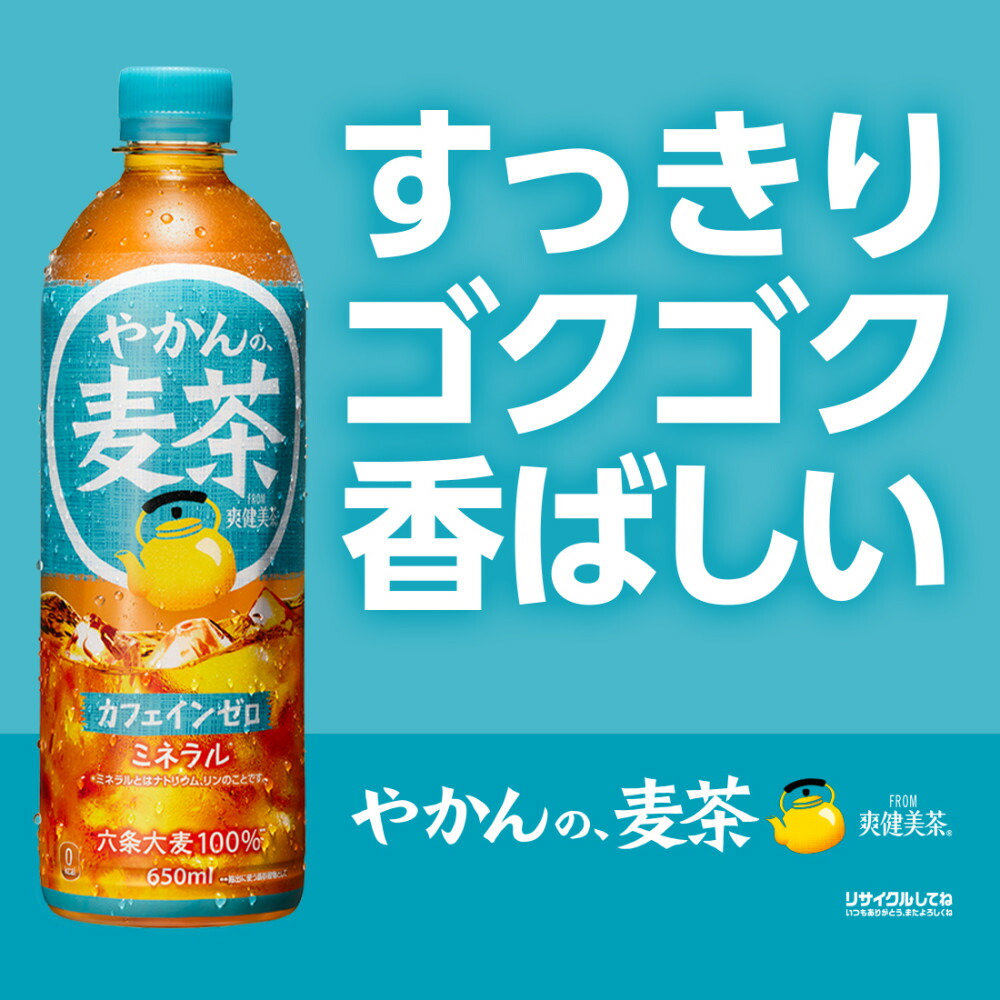 可口可樂 爽健美茶 水壺麥茶 無標籤 650ml 膠樽裝 (24支×2箱) 圖 2