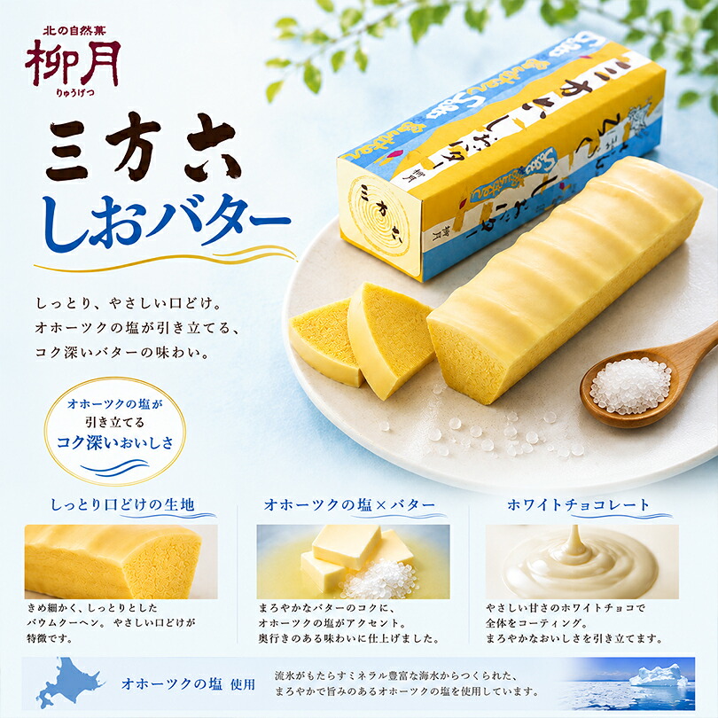 Ryugetsu 柳月 三方六 鹽牛油朱古力年輪蛋糕（北海道限定）1盒10件 圖 2