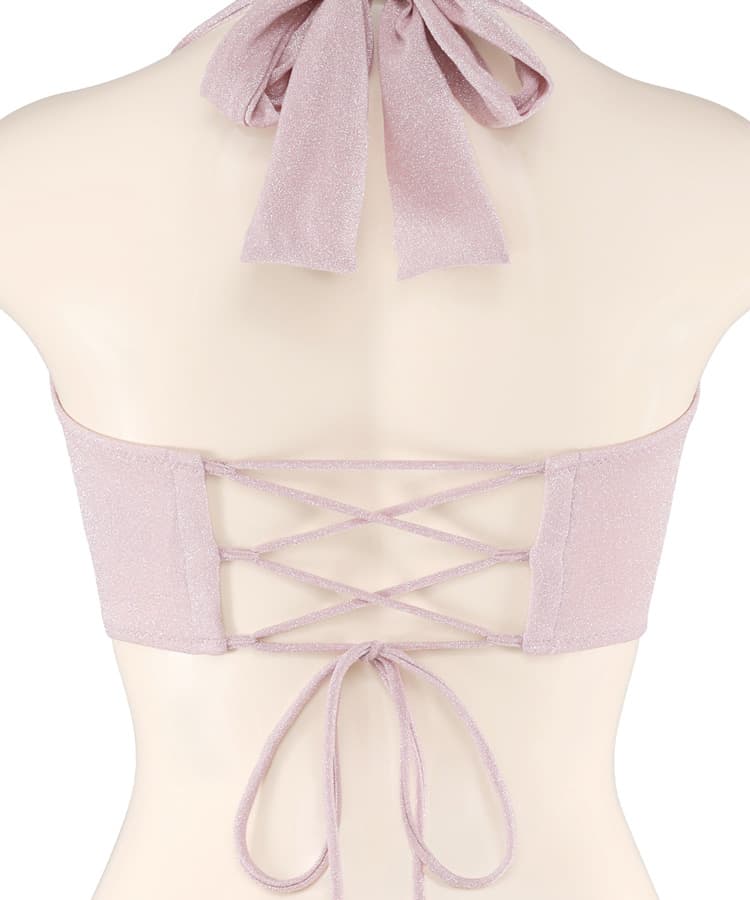 細閃褶皺抹胸鋼圈比堅尼