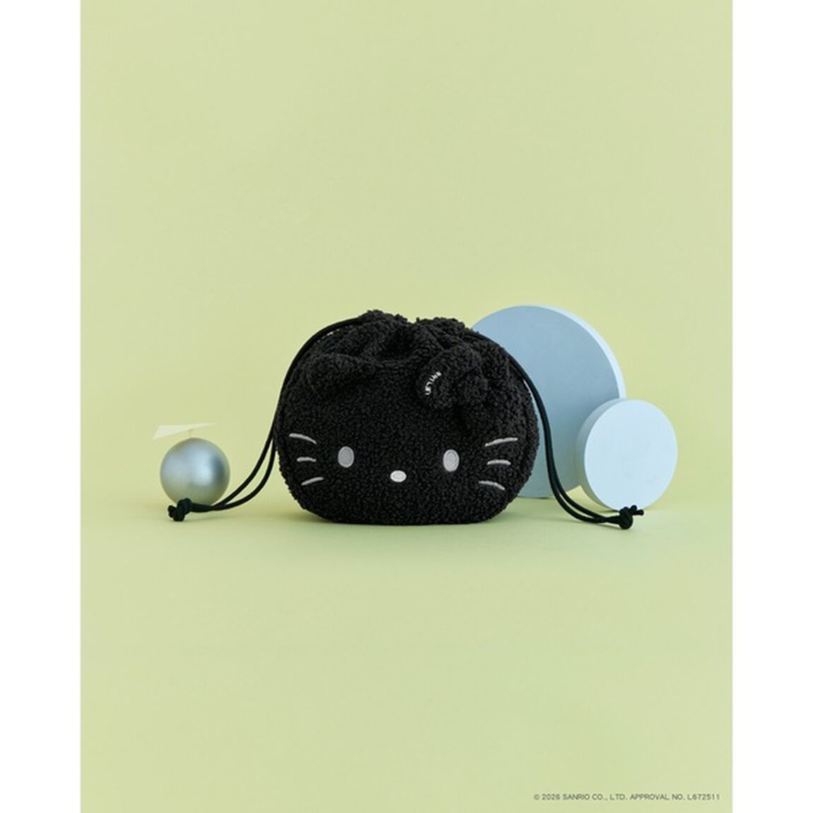 HELLO KITTY × BRILMY 束口袋化妝袋 BLACK ver. 特別版(7-Eleven/7net限定)