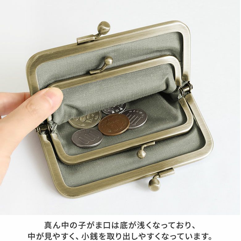 AYANOKOJI 扁身母子金屬扣散銀包【帆布・金屬扣圓點圖案 大碼】
