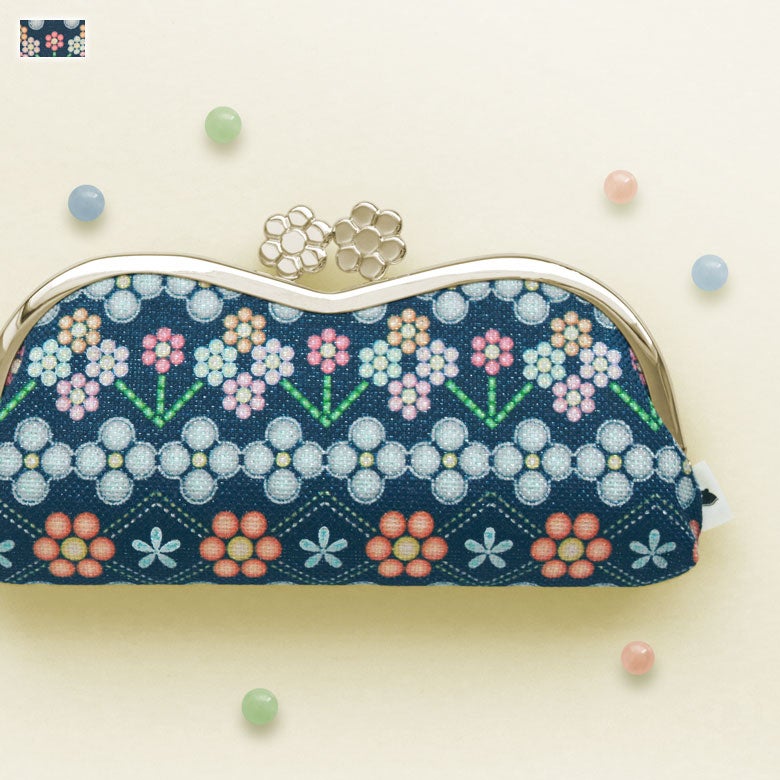 AYANOKOJI 山型金屬釦眼鏡袋【珠片花卉】