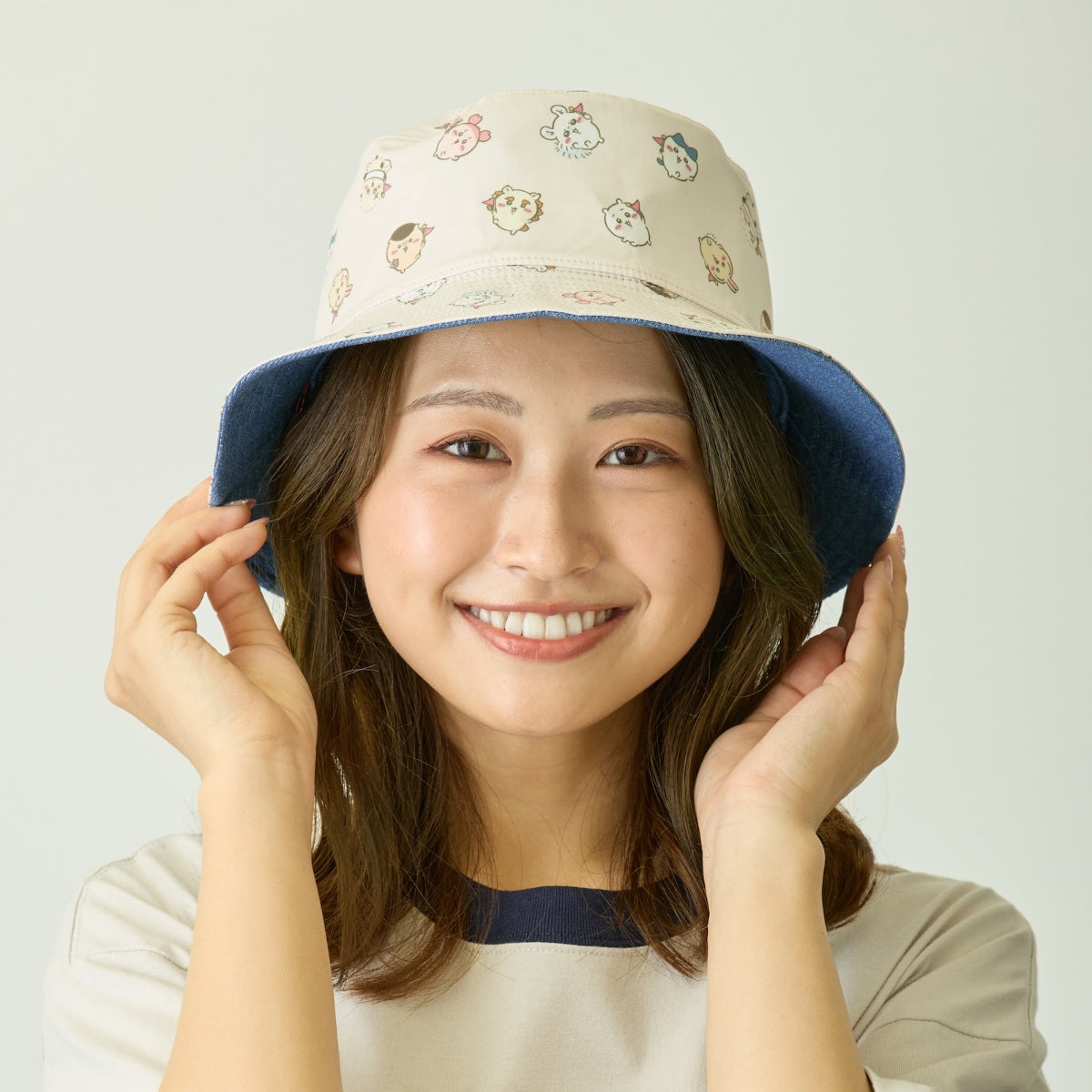 吉伊卡哇 吉伊卡哇樂園 雙面漁夫帽 大家 淺藍色