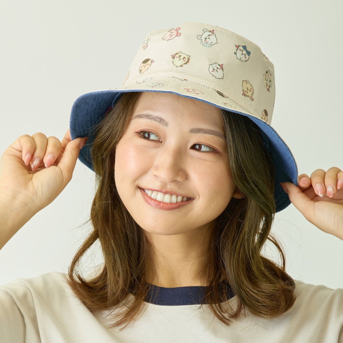 吉伊卡哇 吉伊卡哇樂園 雙面漁夫帽 大家 淺藍色