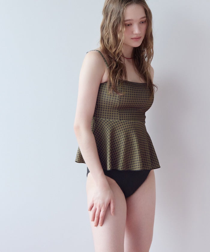 荷葉傘襬馬甲式比堅尼