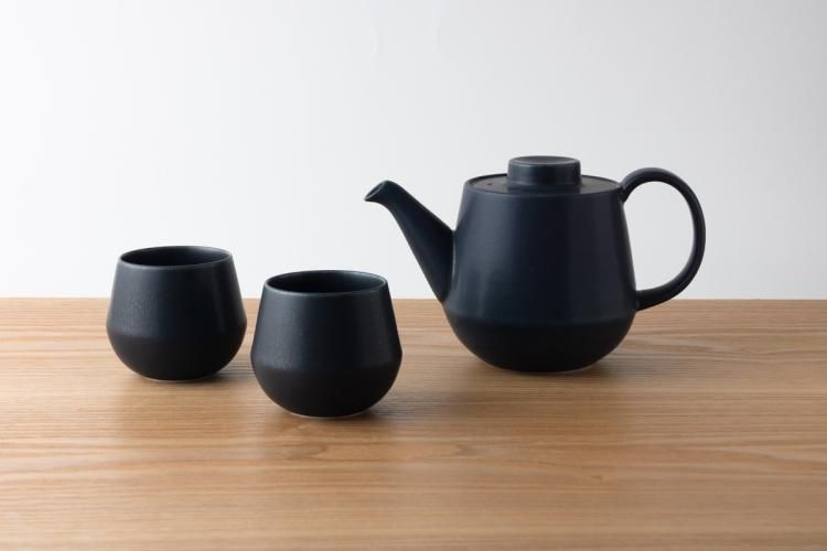 素磁 藍素磁釉 茶壺1個・茶杯2個套裝
