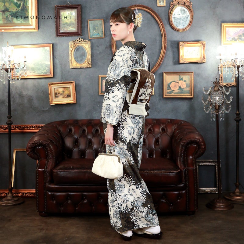 KIMONOMACHI 可水洗小紋袷和服五件套裝(袷和服+京袋帶+帶揚+帶締+草鞋)全12款