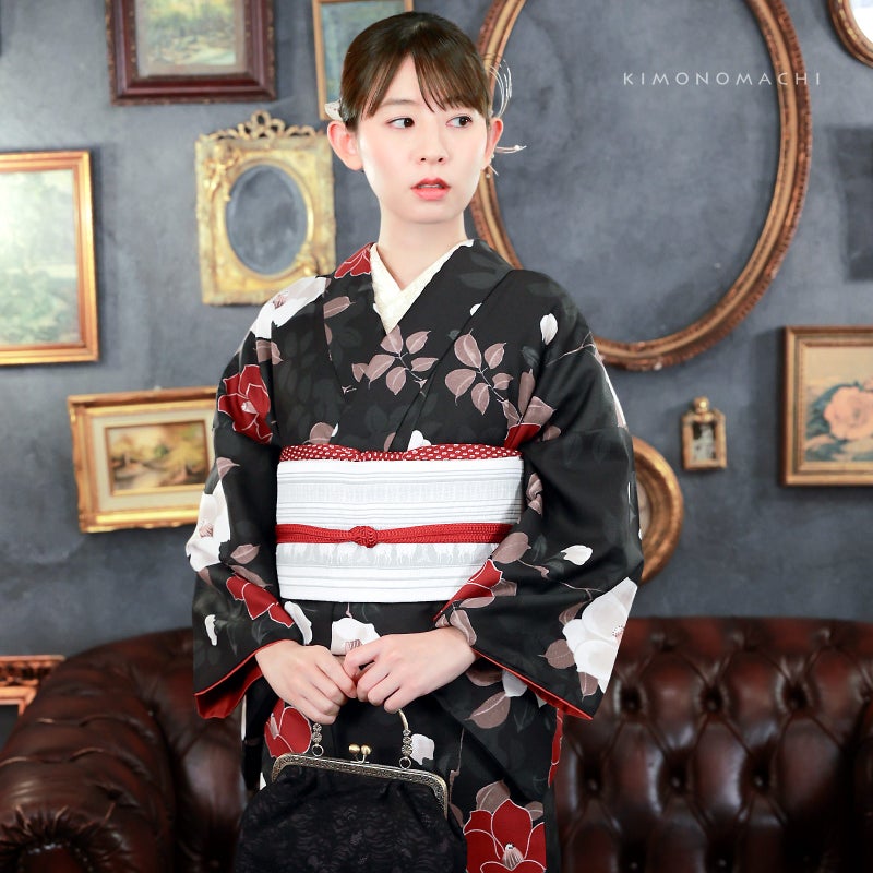 KIMONOMACHI 可水洗和服套裝(袷和服+京都袋帶 2件套)全12款花色 S/M/L/LL