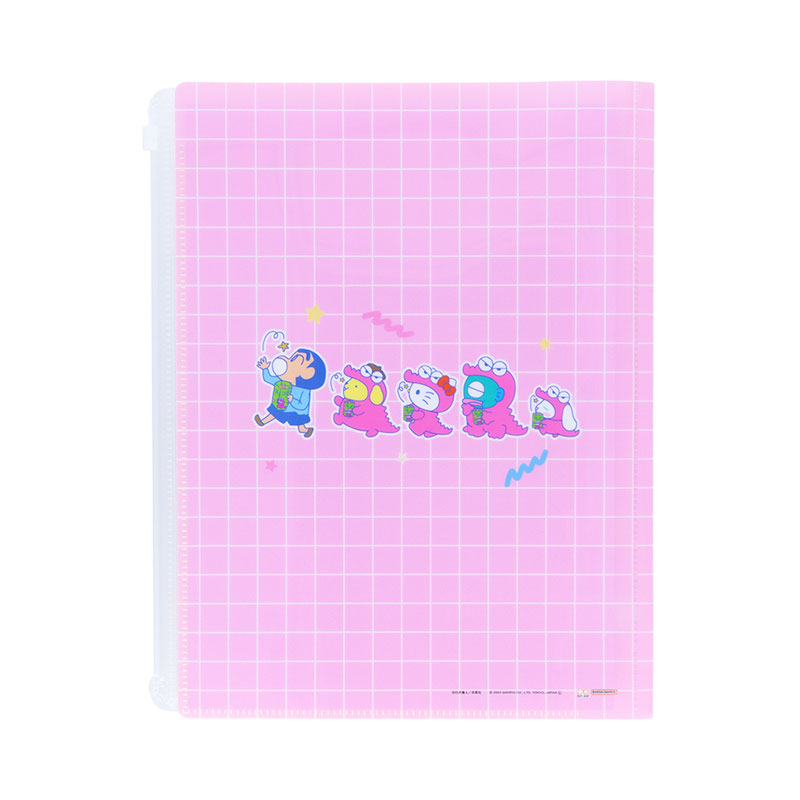 蠟筆小新×Sanrio Characters 附拉鏈小袋6格透明資料夾（星星款）