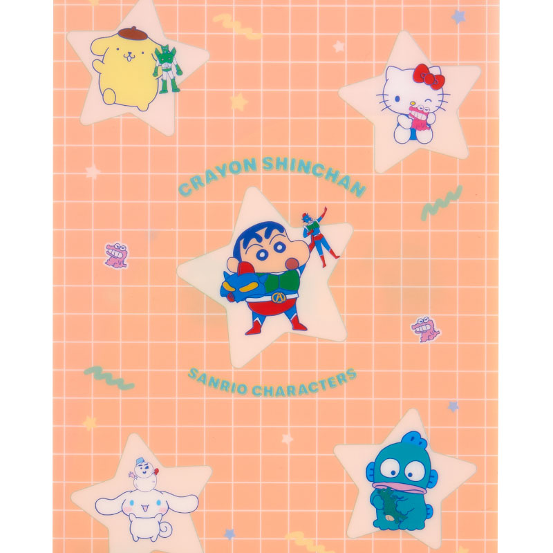 蠟筆小新×Sanrio Characters A5透明資料夾（星星）