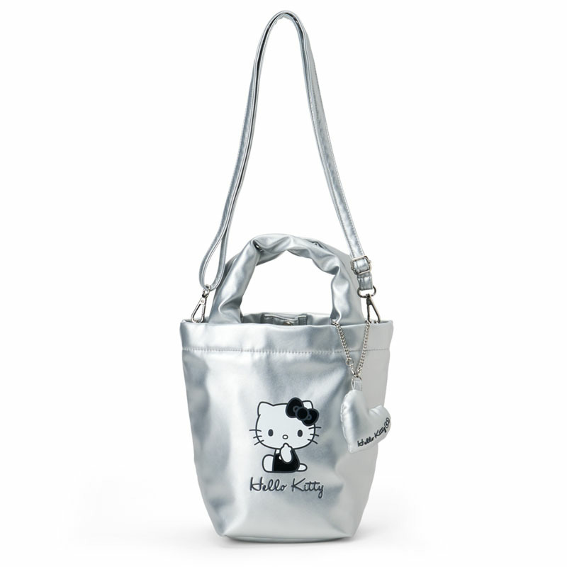 Hello Kitty 心心吊飾2 WAY手提袋 銀色
