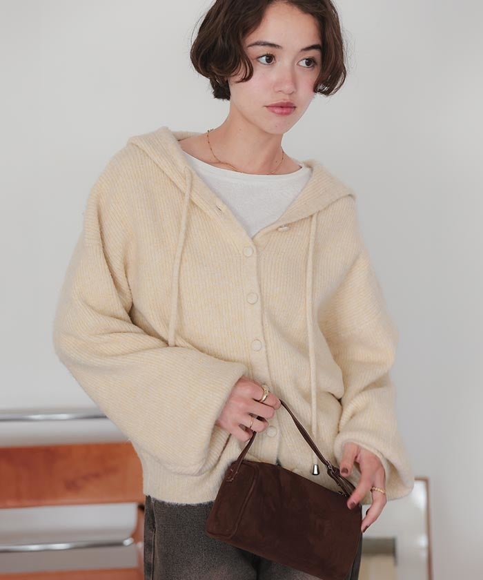 連帽針織開襟衫