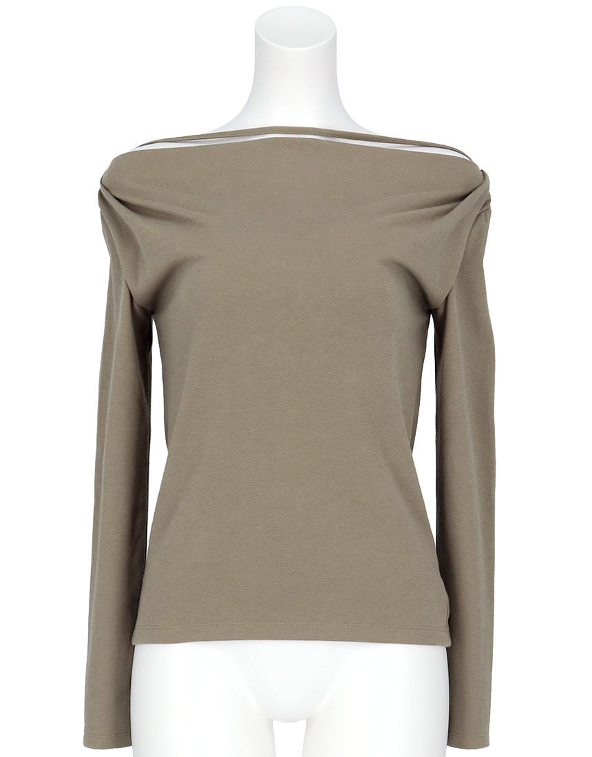 AMPHI 一字肩有墊長袖 Bra Top