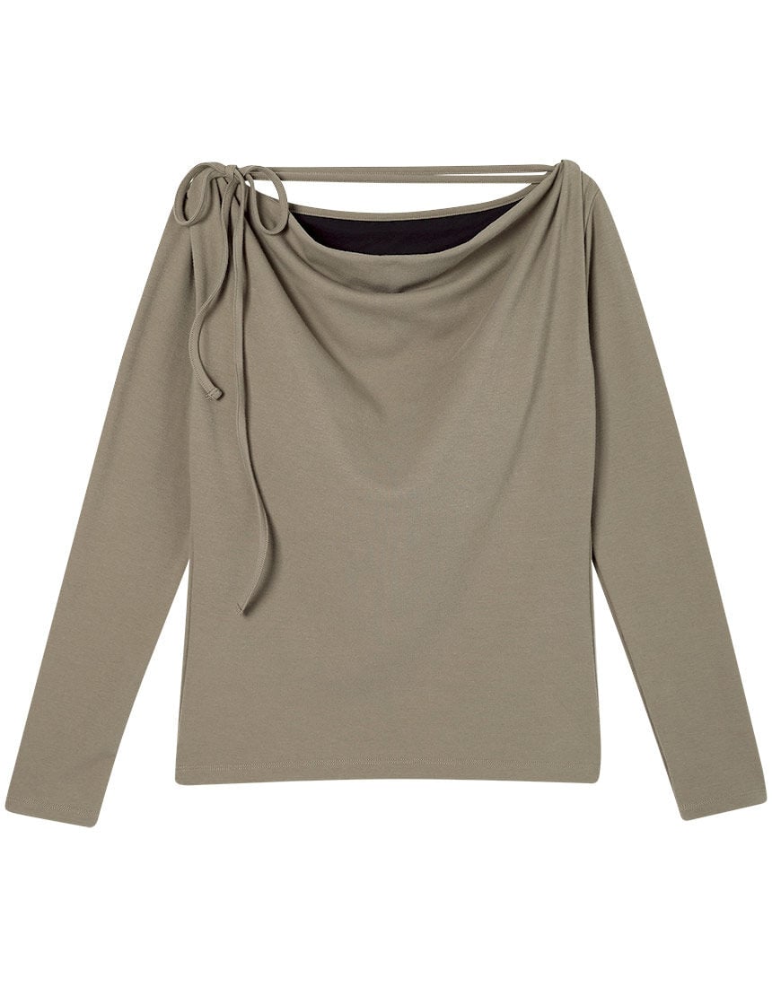 AMPHI 一字肩有墊長袖 Bra Top