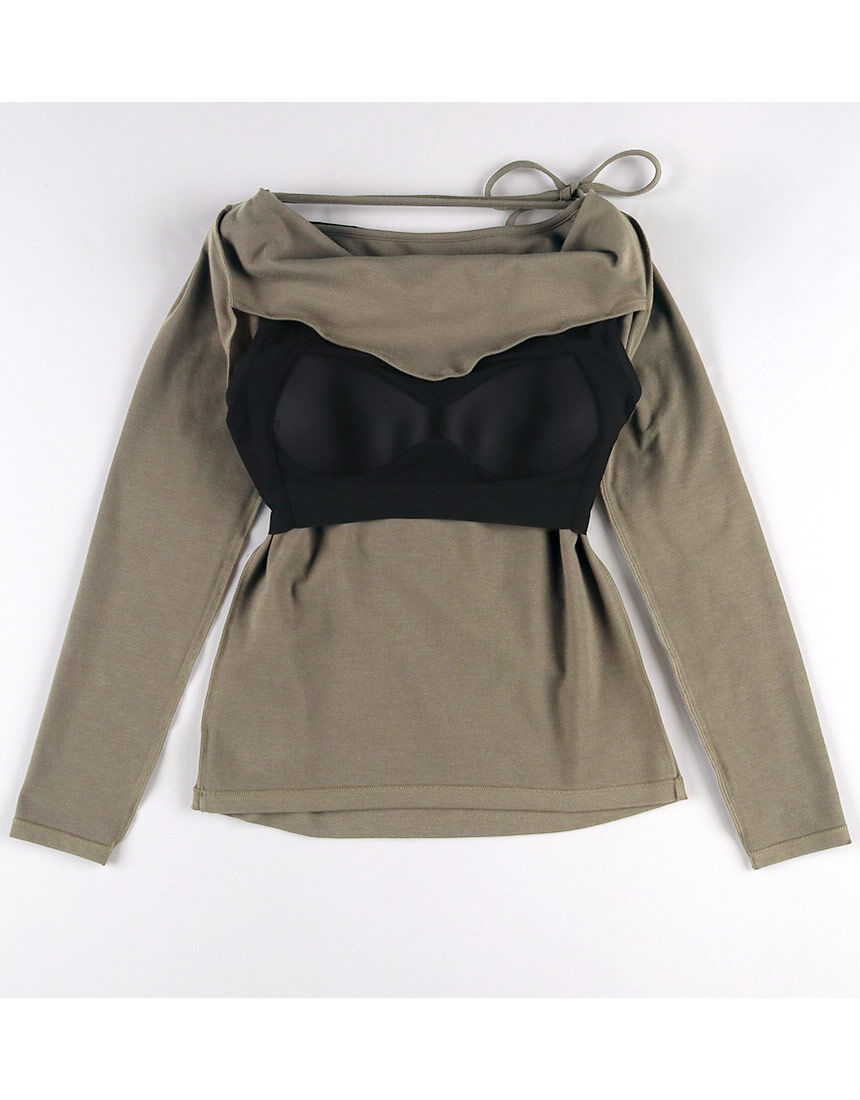 AMPHI 一字肩有墊長袖 Bra Top