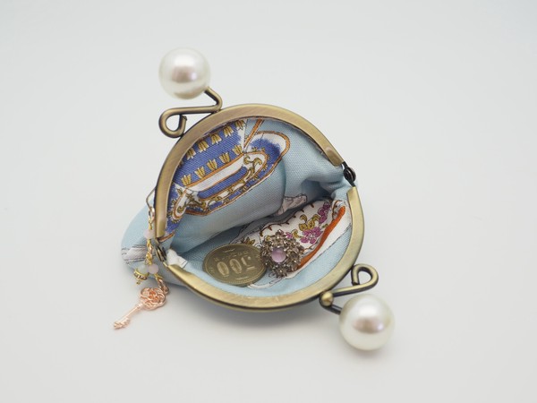 「Tea Time B♡淺藍」金屬扣散銀包(金屬框寬度8.5厘米)