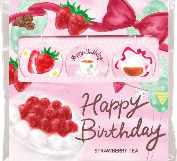 Happy Birthday草莓茶三角茶包禮袋