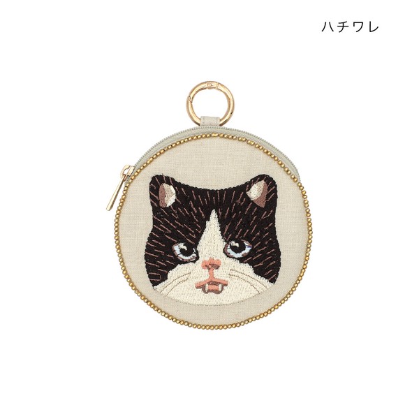 貓咪刺繡圓形珠片小袋