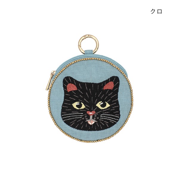 貓咪刺繡圓形珠片小袋