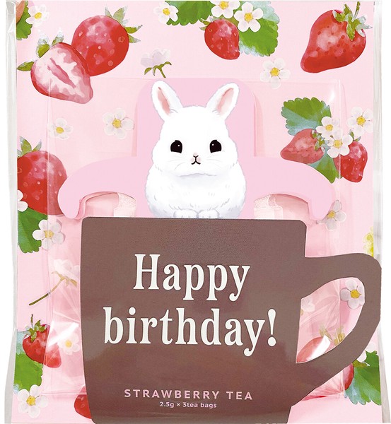 Happy Birthday草莓茶掛鉤茶包禮袋