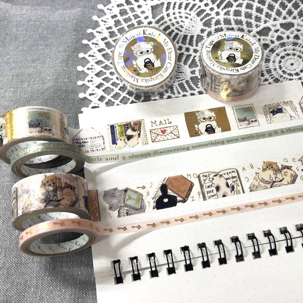 My Dear Cats 貓咪燙金和紙膠帶2卷套裝 cat letters