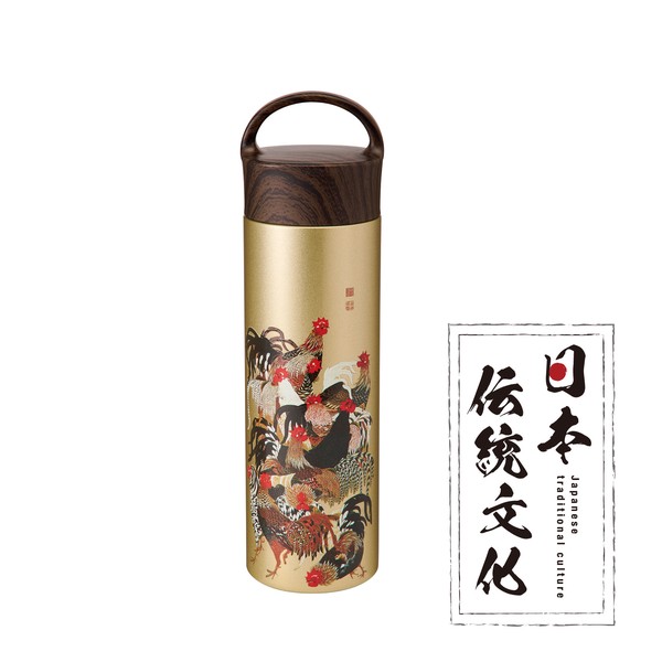 ReachWill 日本傳統文化系列不鏽鋼保溫杯 400ml 羣鶏圖