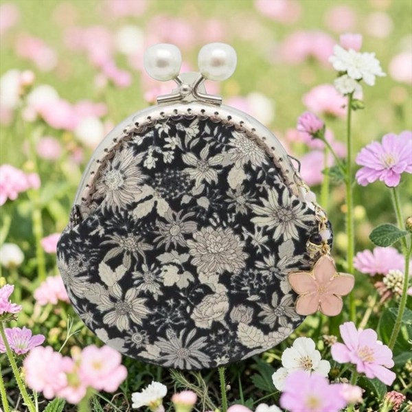 gonta 藍色花卉印花金屬扣散銀包(金屬框8.5厘米)