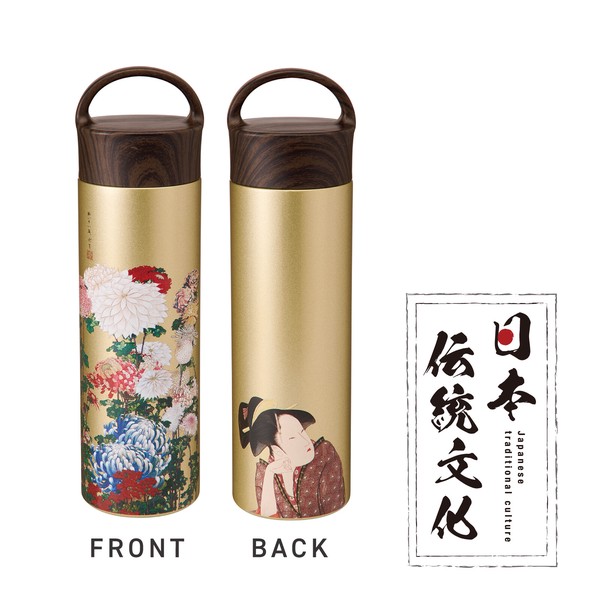 日本傳統文化系列不鏽鋼保溫瓶 400ml 菊花圖案