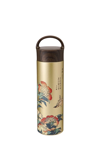 日本傳統文化系列不鏽鋼保溫瓶 400ml 芍藥圖案