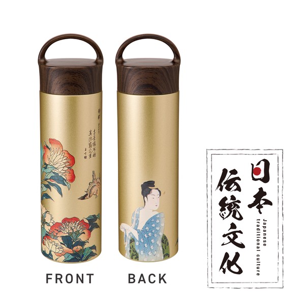 日本傳統文化系列不鏽鋼保溫瓶 400ml 芍藥圖案