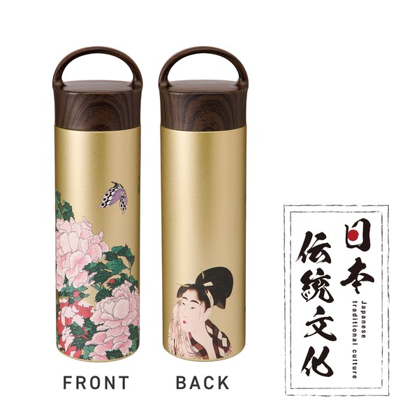 日本傳統文化系列不鏽鋼保溫瓶 400ml 牡丹圖案
